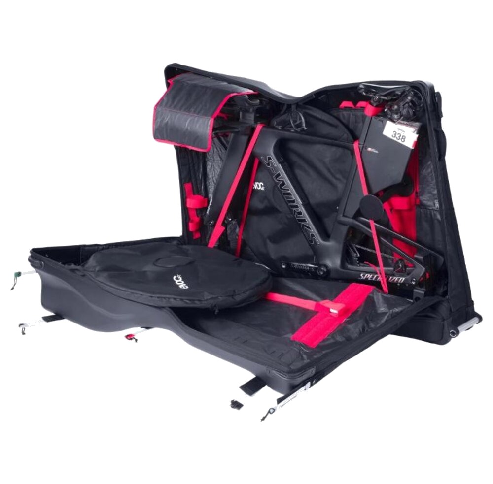 EVOC Road Bike Bag Pro — geopend met fiets